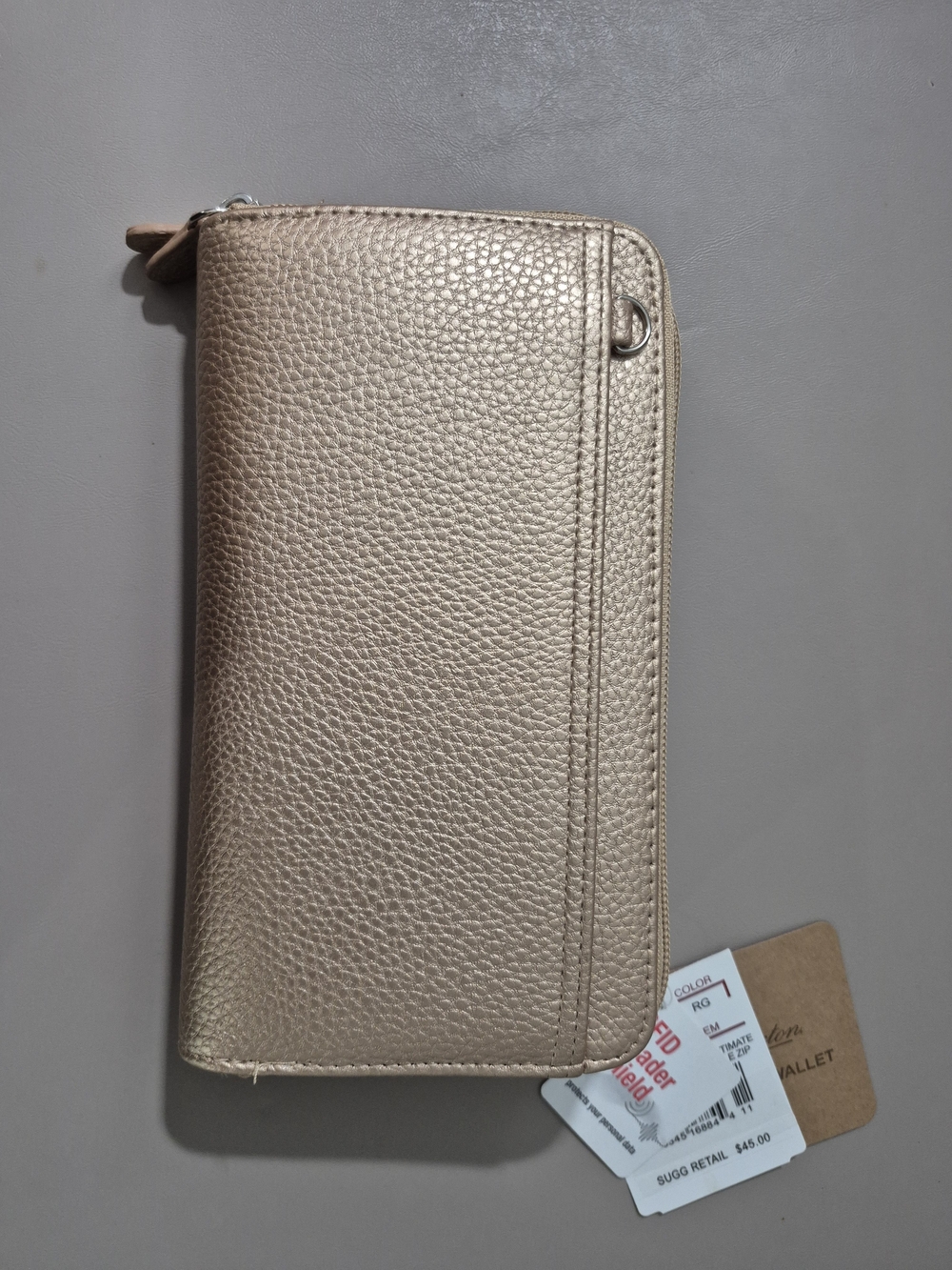 Buxton RFID Ultimate Double Zip Wallet Crossbody Rose Gold NWT Wristlet Organize